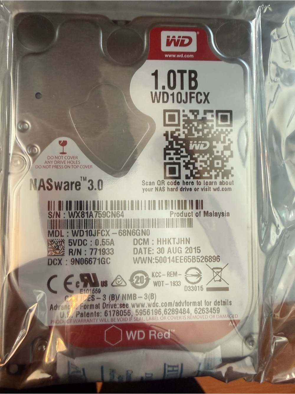 WD Red 1.0TB Internal NAS Hard Drive - Silver and Red